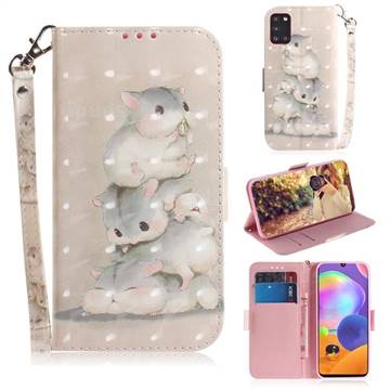 Three Squirrels 3D Painted Leather Wallet Phone Case for Samsung Galaxy A31