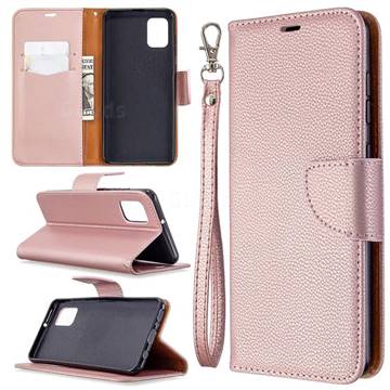 Classic Luxury Litchi Leather Phone Wallet Case for Samsung Galaxy A31 - Golden