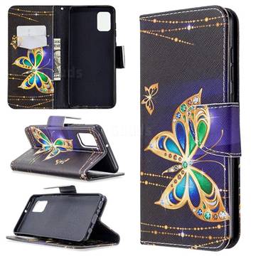 Golden Shining Butterfly Leather Wallet Case for Samsung Galaxy A31