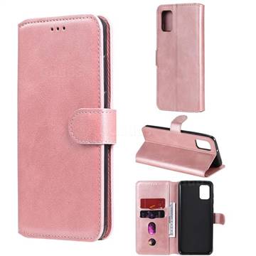 Retro Calf Matte Leather Wallet Phone Case for Samsung Galaxy A31 - Pink