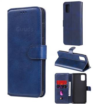 Retro Calf Matte Leather Wallet Phone Case for Samsung Galaxy A31 - Blue