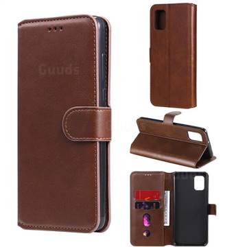 Retro Calf Matte Leather Wallet Phone Case for Samsung Galaxy A31 - Brown
