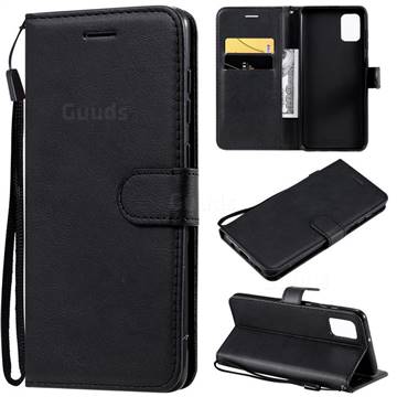 Retro Greek Classic Smooth PU Leather Wallet Phone Case for Samsung Galaxy A31 - Black