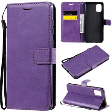 Retro Greek Classic Smooth PU Leather Wallet Phone Case for Samsung Galaxy A31 - Purple