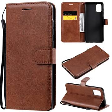 Retro Greek Classic Smooth PU Leather Wallet Phone Case for Samsung Galaxy A31 - Brown