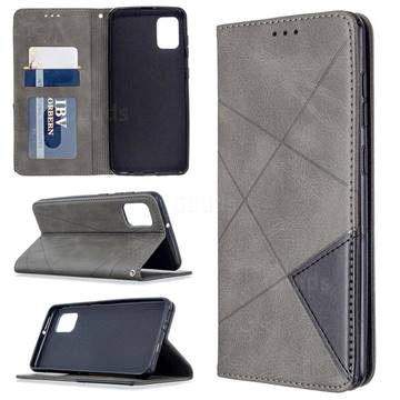 Prismatic Slim Magnetic Sucking Stitching Wallet Flip Cover for Samsung Galaxy A31 - Gray