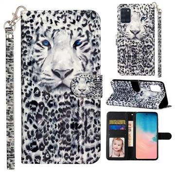 White Leopard 3D Leather Phone Holster Wallet Case for Samsung Galaxy A31