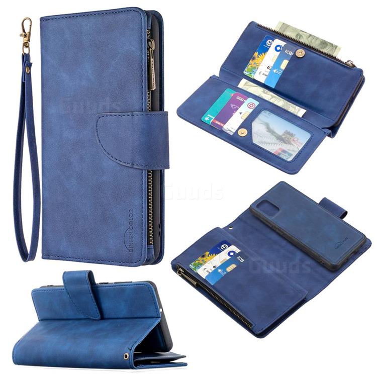 Binfen Color BF02 Sensory Buckle Zipper Multifunction Leather Phone Wallet for Samsung Galaxy A31 - Blue