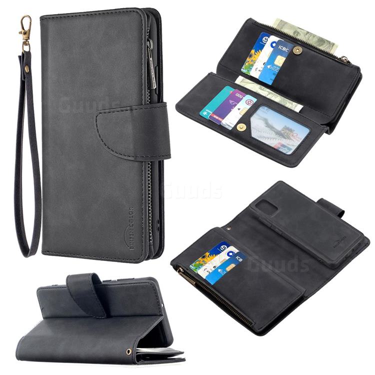 Binfen Color BF02 Sensory Buckle Zipper Multifunction Leather Phone Wallet for Samsung Galaxy A31 - Black