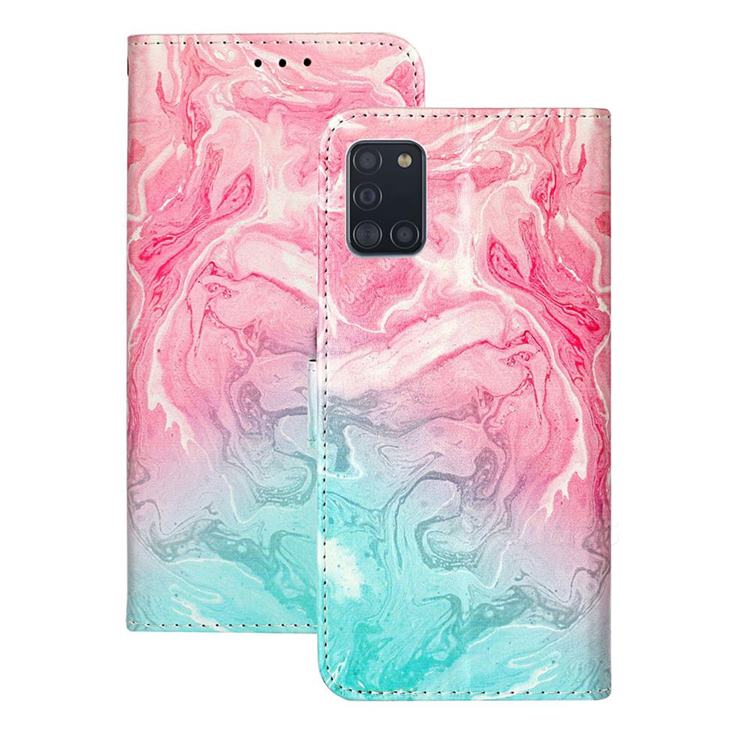 Pink Green Marble PU Leather Wallet Case for Samsung Galaxy A31