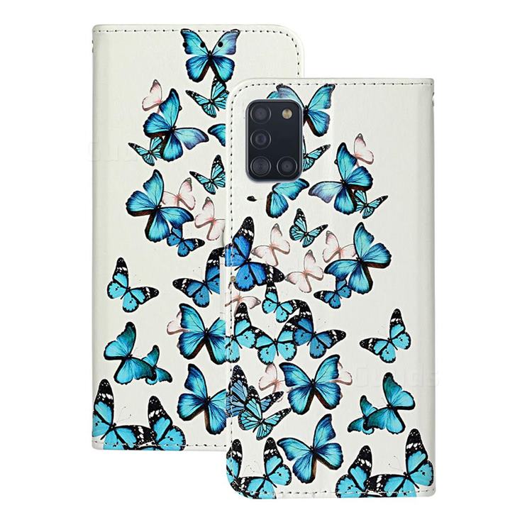Blue Vivid Butterflies PU Leather Wallet Case for Samsung Galaxy A31