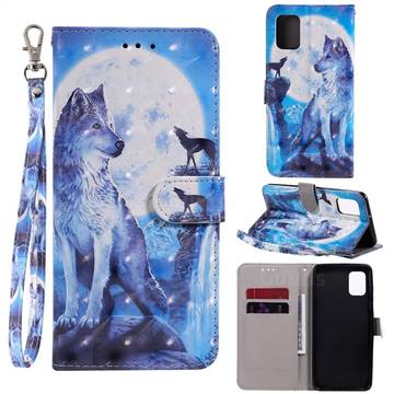Ice Wolf 3D Painted Leather Wallet Phone Case for Samsung Galaxy A31