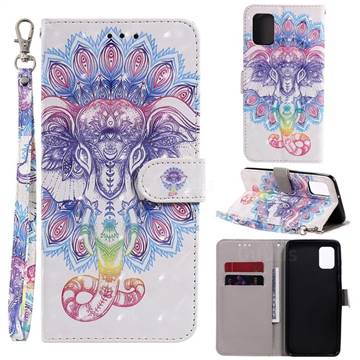 Colorful Elephant 3D Painted Leather Wallet Phone Case for Samsung Galaxy A31