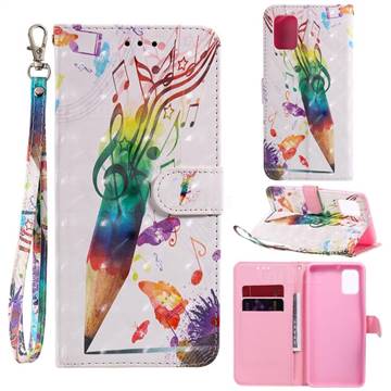 Music Pen 3D Painted Leather Wallet Phone Case for Samsung Galaxy A31