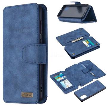 Binfen Color BF07 Frosted Zipper Bag Multifunction Leather Phone Wallet for Samsung Galaxy A31 - Blue