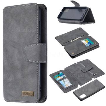 Binfen Color BF07 Frosted Zipper Bag Multifunction Leather Phone Wallet for Samsung Galaxy A31 - Gray