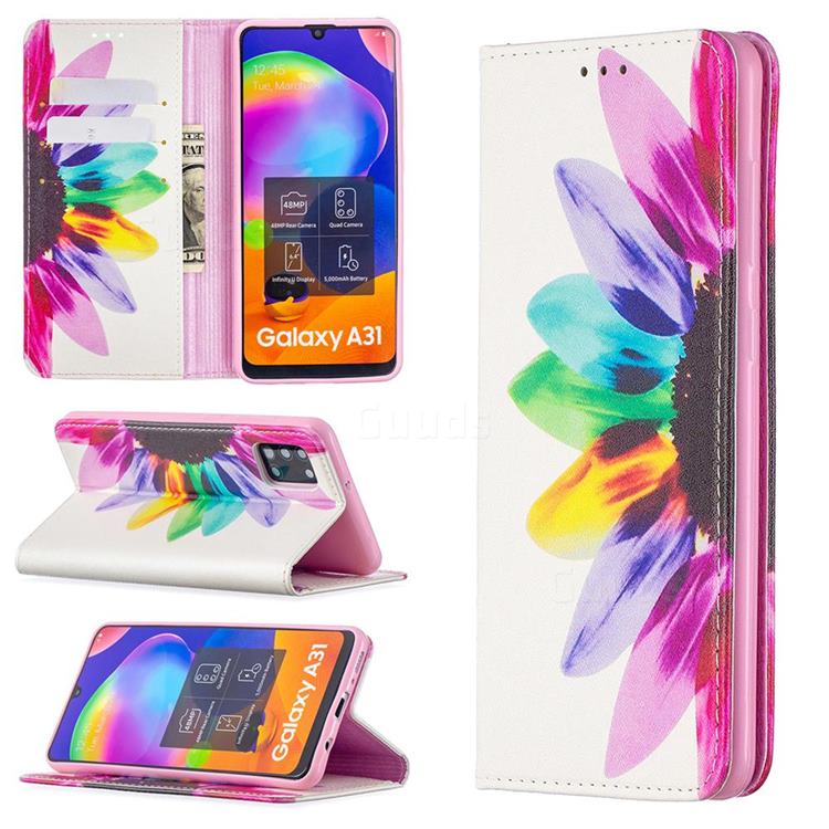 Sun Flower Slim Magnetic Attraction Wallet Flip Cover for Samsung Galaxy A31