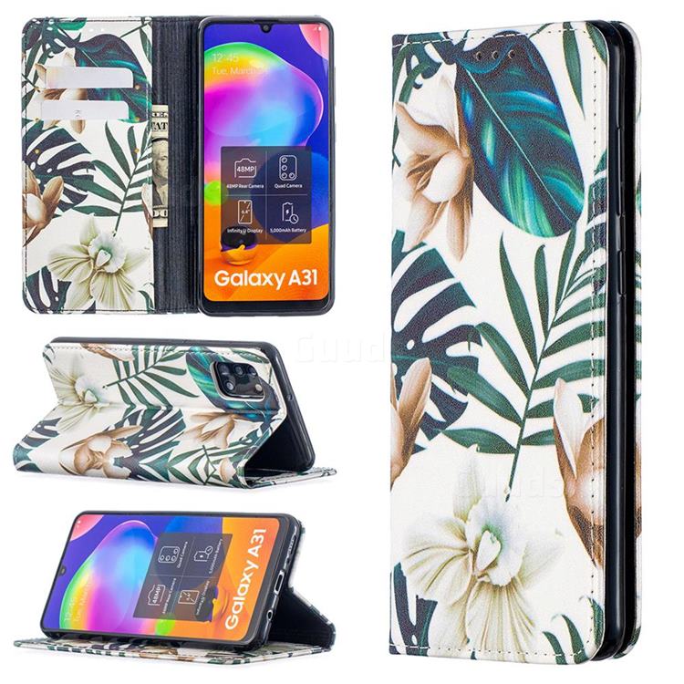 Flower Leaf Slim Magnetic Attraction Wallet Flip Cover for Samsung Galaxy A31