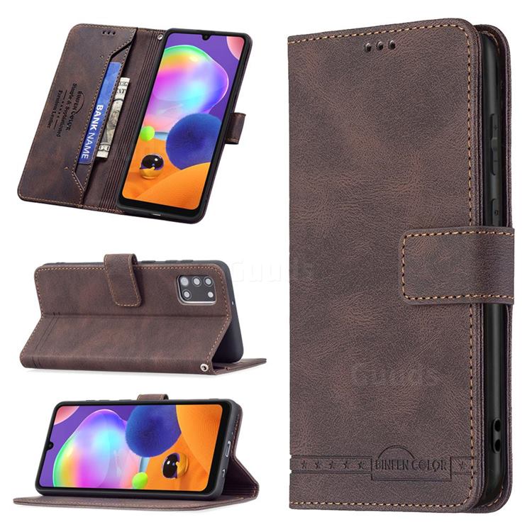 Binfen Color RFID Blocking Leather Wallet Case for Samsung Galaxy A31 - Brown