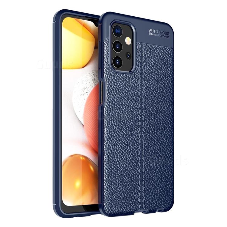 Luxury Auto Focus Litchi Texture Silicone TPU Back Cover for Samsung Galaxy A32 5G - Dark Blue
