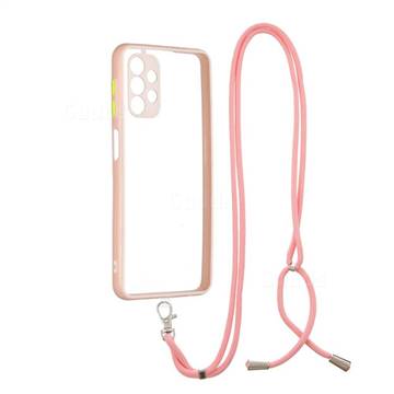 Necklace Cross-body Lanyard Strap Cord Phone Case Cover for Samsung Galaxy A32 5G - Pink