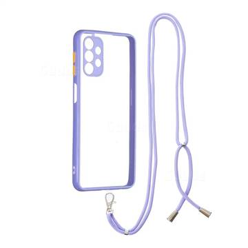 Necklace Cross-body Lanyard Strap Cord Phone Case Cover for Samsung Galaxy A32 5G - Purple