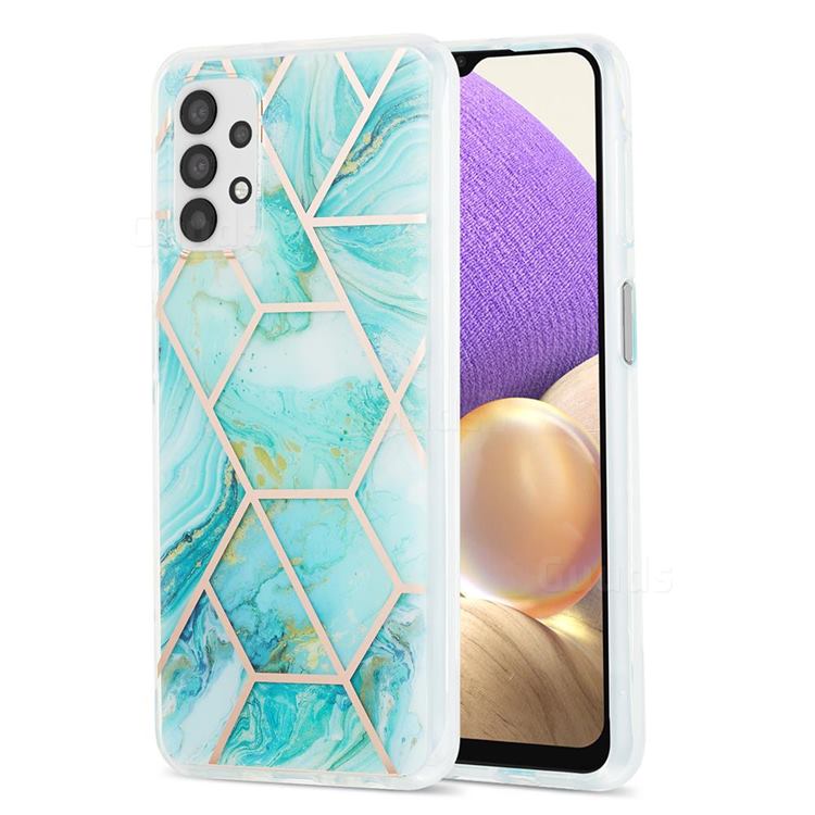 Blue Sea Marble Pattern Galvanized Electroplating Protective Case Cover for Samsung Galaxy A32 5G