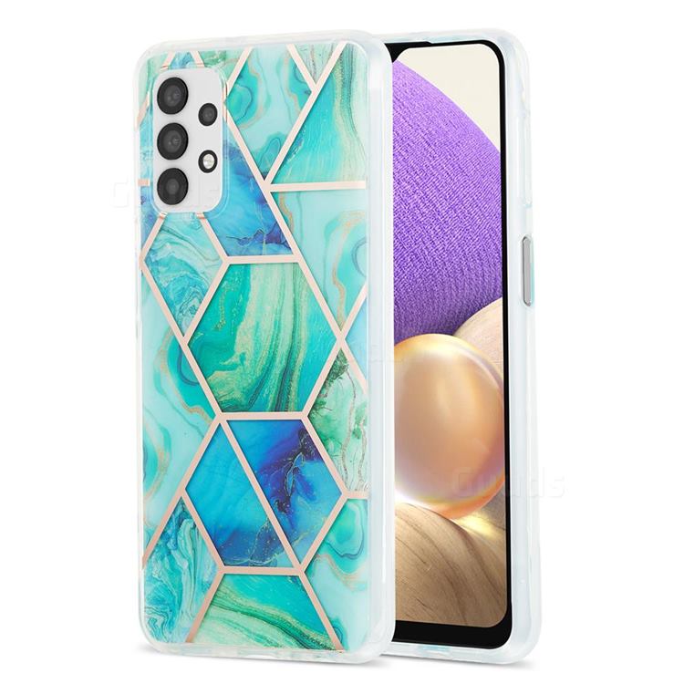 Green Glacier Marble Pattern Galvanized Electroplating Protective Case Cover for Samsung Galaxy A32 5G