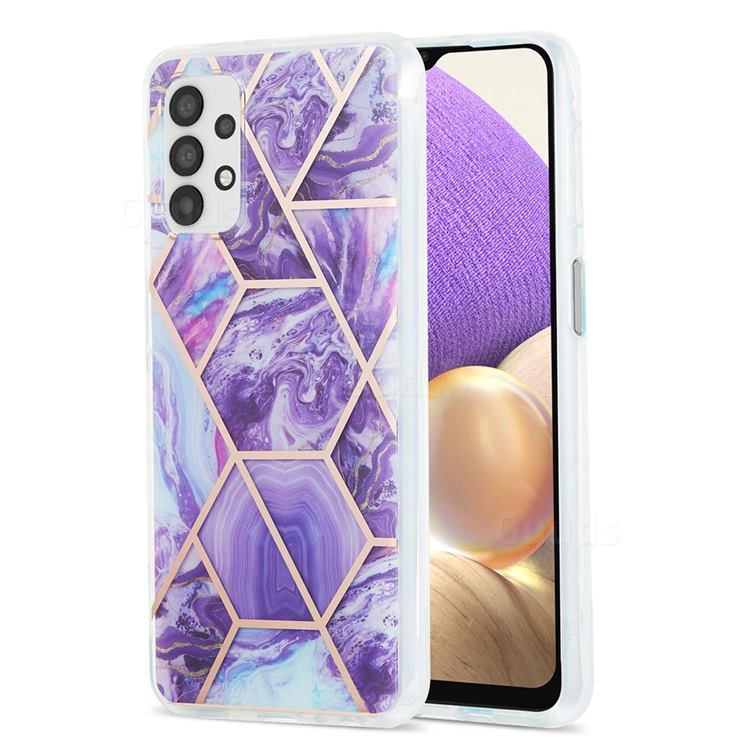 Purple Gagic Marble Pattern Galvanized Electroplating Protective Case Cover for Samsung Galaxy A32 5G