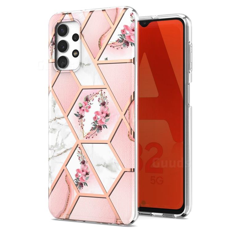 Pink Flower Marble Electroplating Protective Case Cover for Samsung Galaxy A32 5G