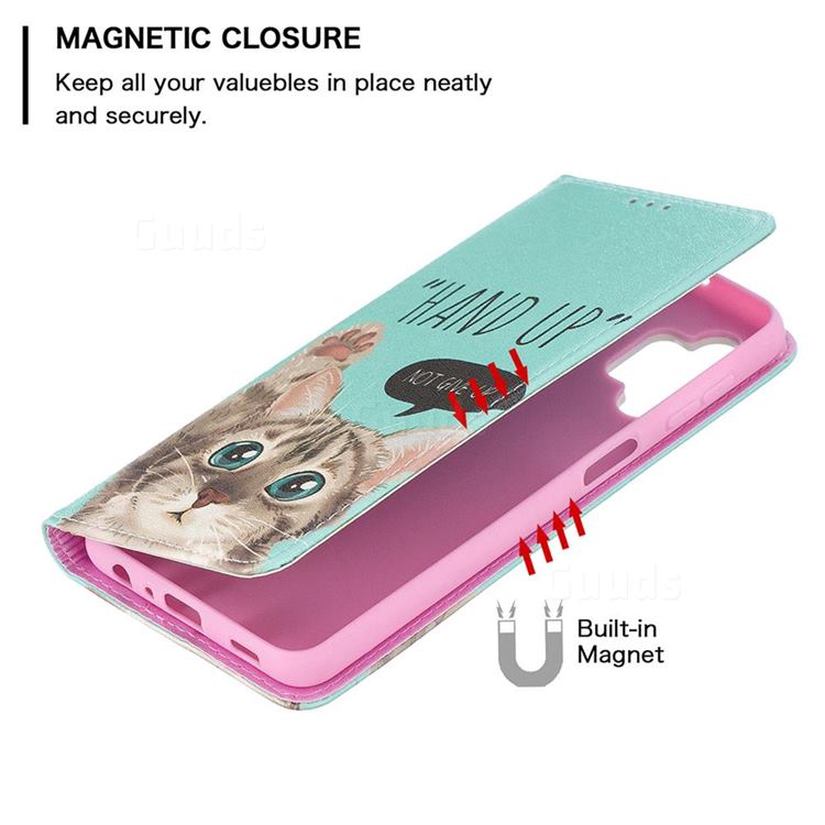 Hand Up Cat Slim Attraction Wallet Flip Cover for Samsung