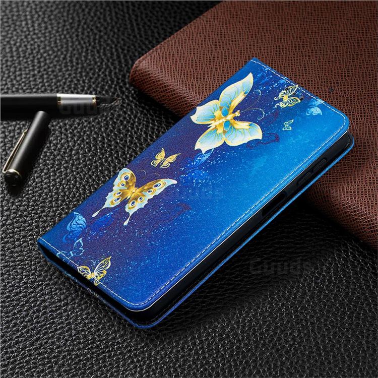 Gold Butterfly Slim Attraction Wallet Flip Cover for Samsung