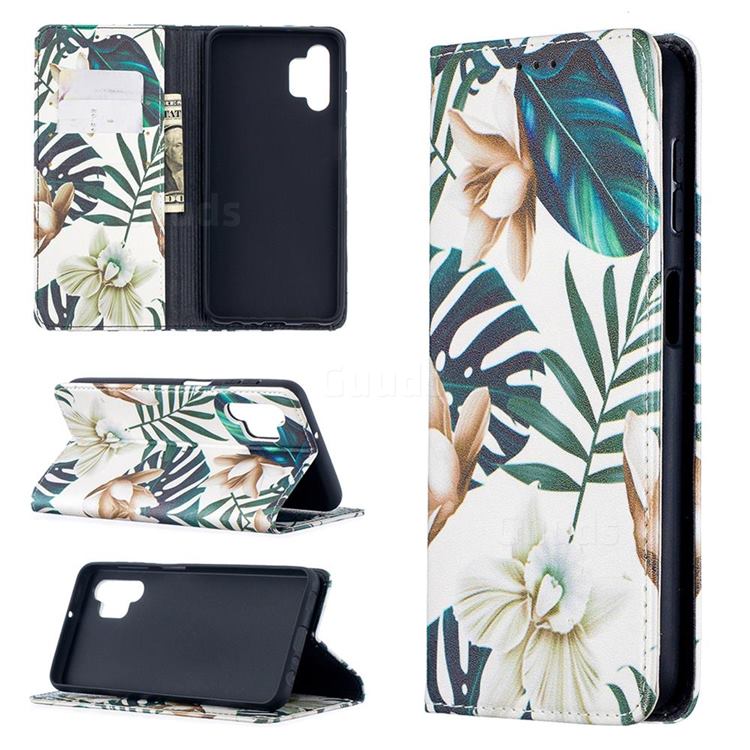Flower Leaf Slim Magnetic Attraction Wallet Flip Cover for Samsung Galaxy A32 5G