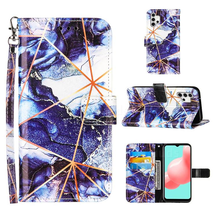 Starry Blue Stitching Color Marble Leather Wallet Case for Samsung Galaxy A32 5G