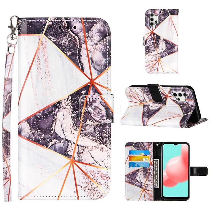 Black and White Stitching Color Marble Leather Wallet Case for Samsung Galaxy A32 5G