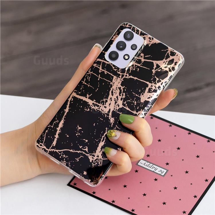 Black Galvanized Rose Gold Marble Phone Back Cover for Samsung Galaxy