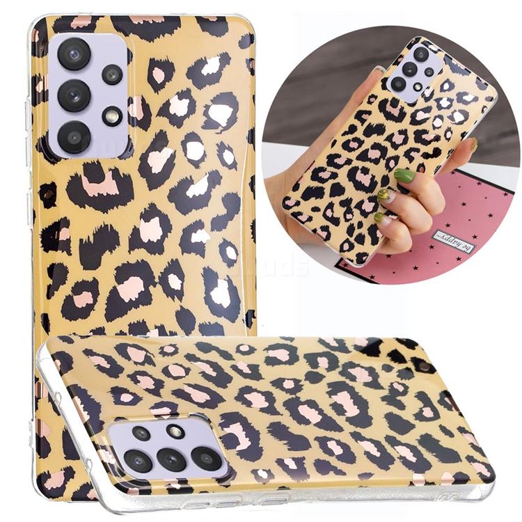 Leopard Galvanized Rose Gold Marble Phone Back Cover for Samsung Galaxy A32 5G