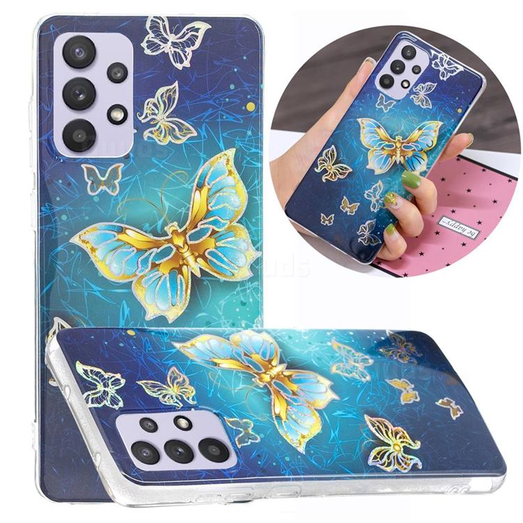 Golden Butterfly Painted Galvanized Electroplating Soft Phone Case Cover for Samsung Galaxy A32 5G