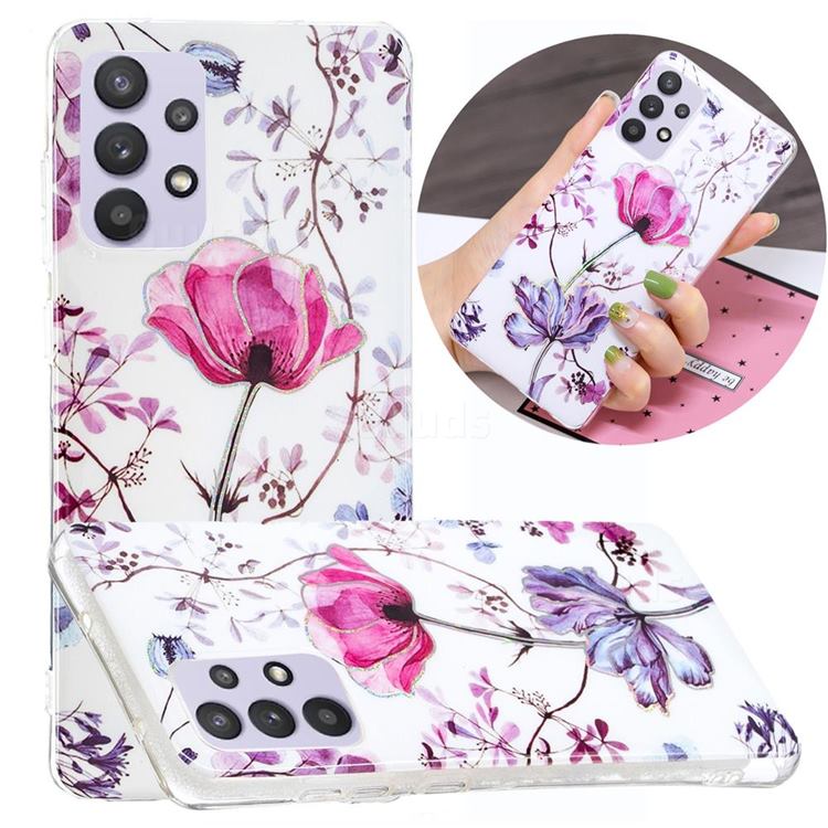Magnolia Painted Galvanized Electroplating Soft Phone Case Cover for Samsung Galaxy A32 5G