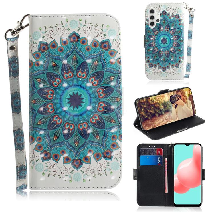 Peacock Mandala 3D Painted Leather Wallet Phone Case for Samsung Galaxy A32 5G