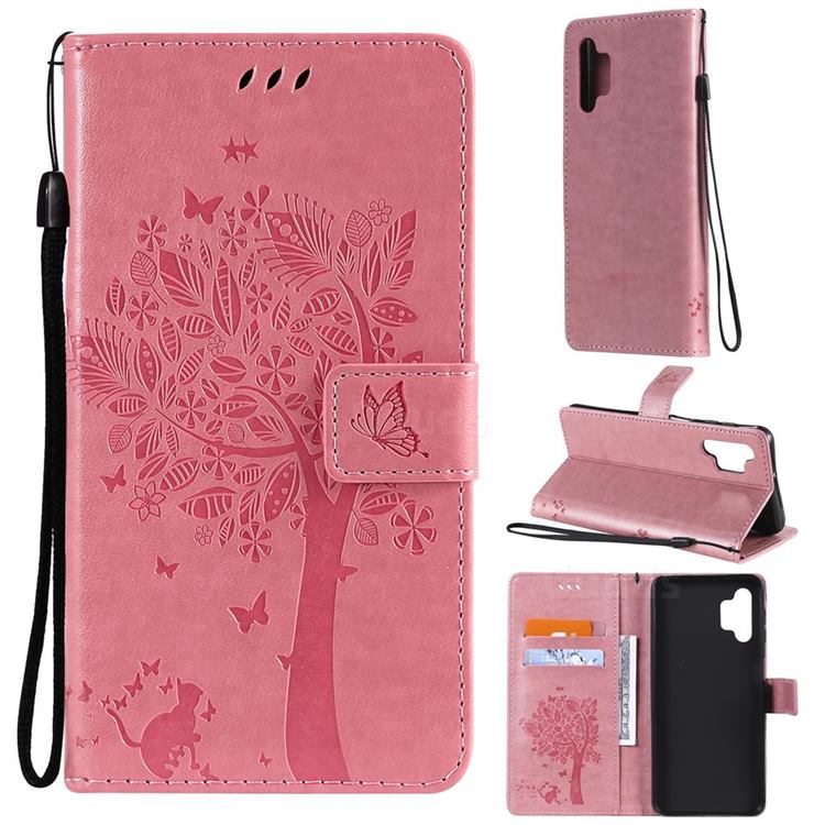 Embossing Butterfly Tree Leather Wallet Case for Samsung Galaxy A32 5G - Pink