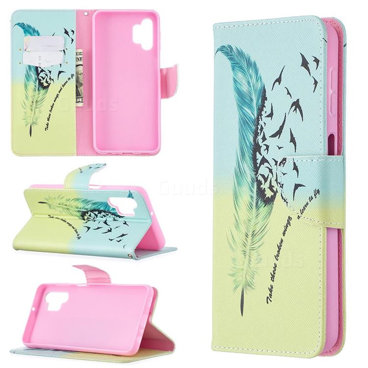 Feather Bird Leather Wallet Case for Samsung Galaxy A32 5G