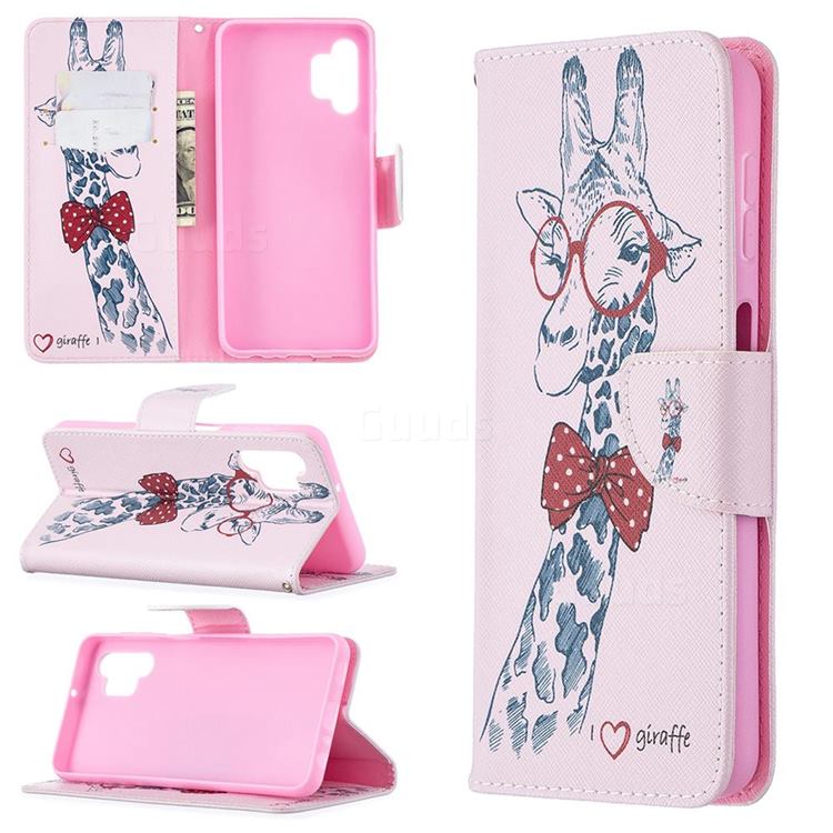 Glasses Giraffe Leather Wallet Case for Samsung Galaxy A32 5G