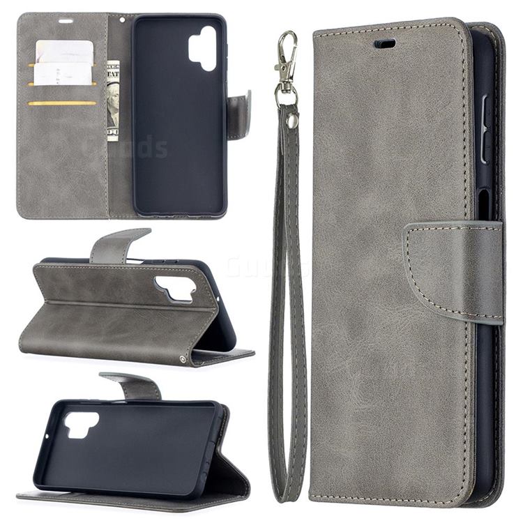 Classic Sheepskin PU Leather Phone Wallet Case for Samsung Galaxy A32 5G - Gray