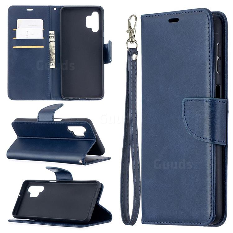 Classic Sheepskin PU Leather Phone Wallet Case for Samsung Galaxy A32 5G - Blue