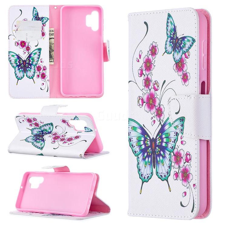 Peach Butterflies Leather Wallet Case for Samsung Galaxy A32 5G