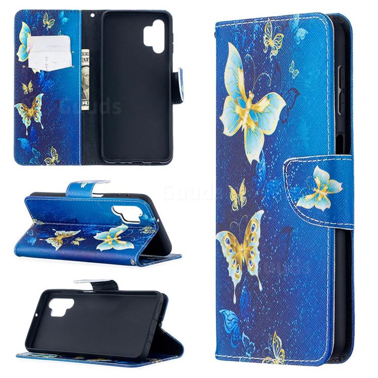 Golden Butterflies Leather Wallet Case for Samsung Galaxy A32 5G