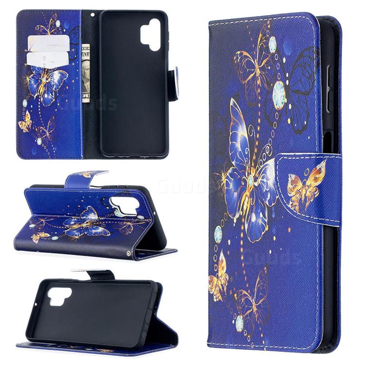 Purple Butterfly Leather Wallet Case for Samsung Galaxy A32 5G