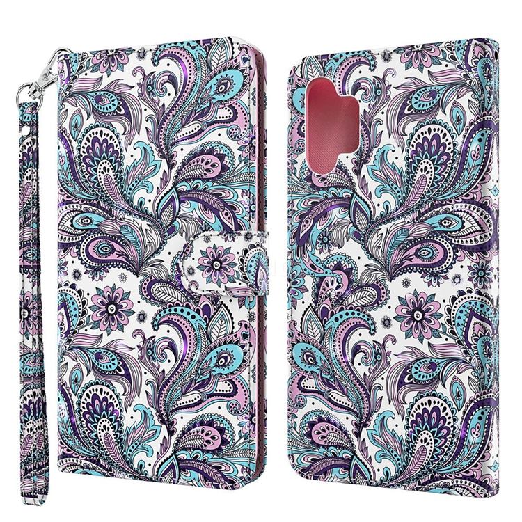 Swirl Flower 3D Painted Leather Wallet Case for Samsung Galaxy A32 5G