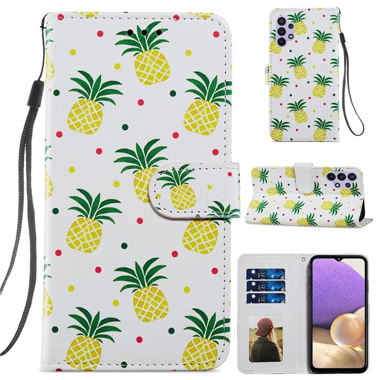 Pineapple Smooth Leather Phone Wallet Case for Samsung Galaxy A32 5G